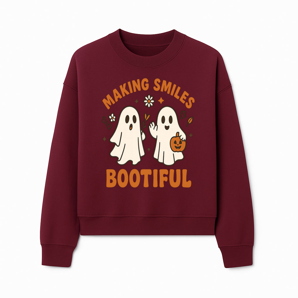 Cute Ghosts Halloween T-Shirt - Making Smiles Bootiful with Pumpkin & Flowers, Fun Fall Apparel for Kids & Adults - Sweatshirt 1758250146427.jpg