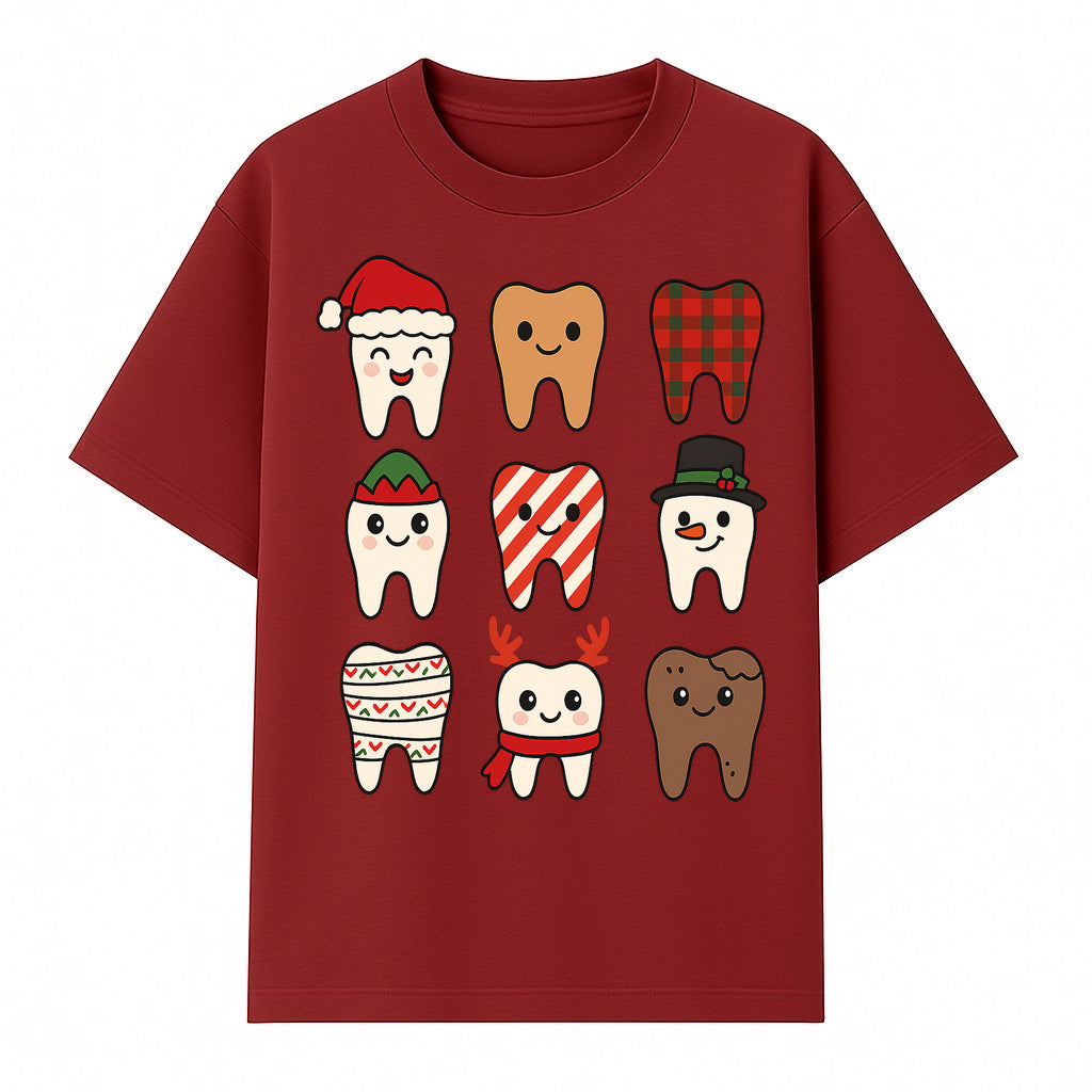 Cute Holiday Tooth Characters Stickers - Festive Dental Decorations for Christmas Cheer, Kid's Parties, and Holiday Crafts - T-shirt 1758250146444.jpg