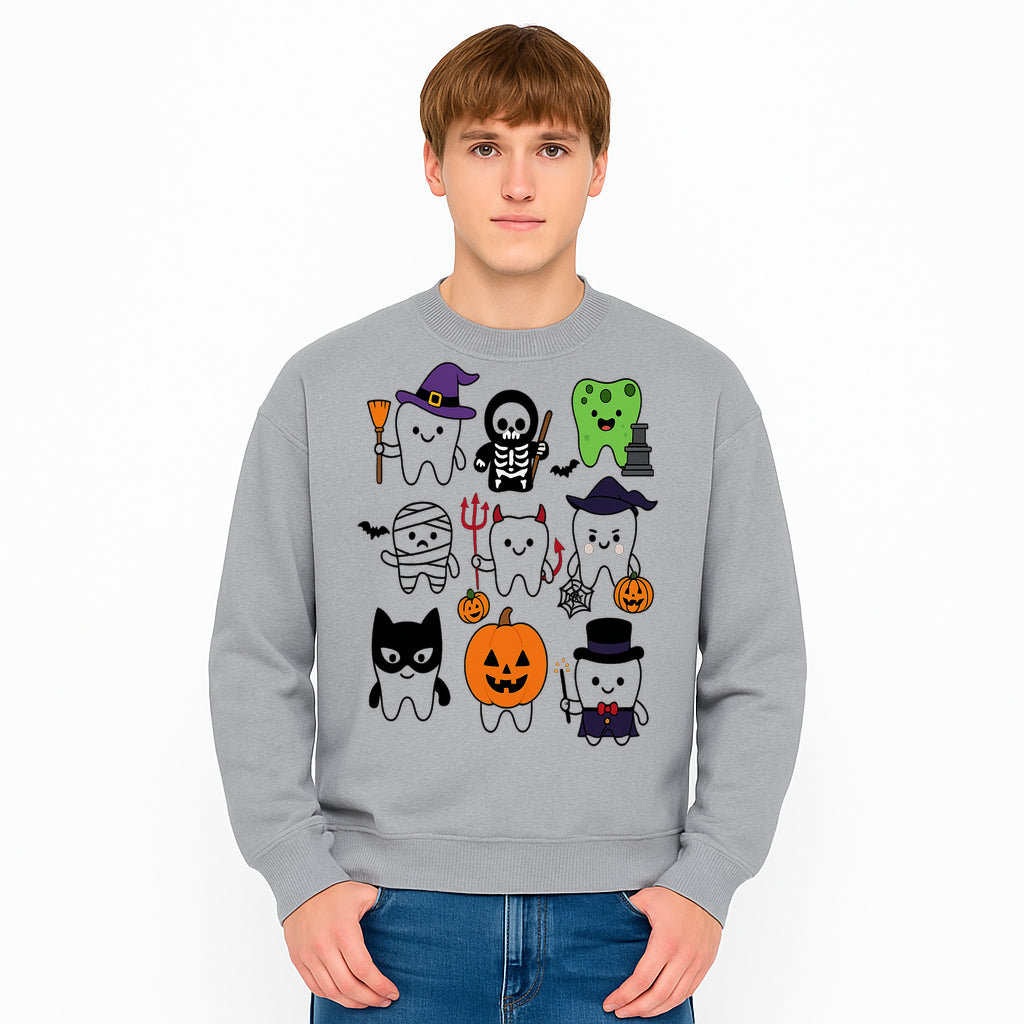 Halloween Tooth Characters Stickers | Cute Spooky Dental Themed Decor | Ghosts, Pumpkins, Skulls, and Mummies Design - Sweatshirt 1758250146456.jpg