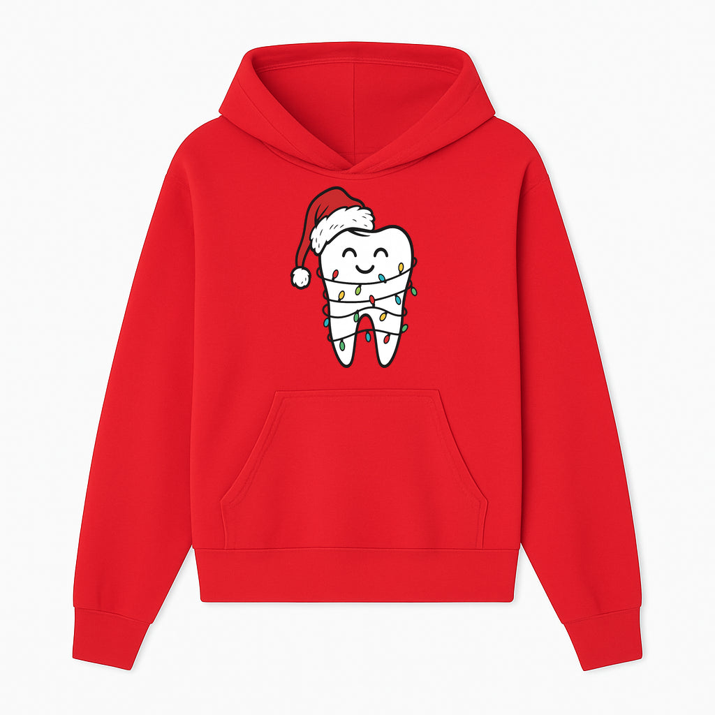 Cute Christmas Tooth Ornament with Santa Hat, Christmas Lights, Dental Holiday Decor, Funny Gift for Dentists and Tooth Lovers - Hoodie 1758250146525.jpg