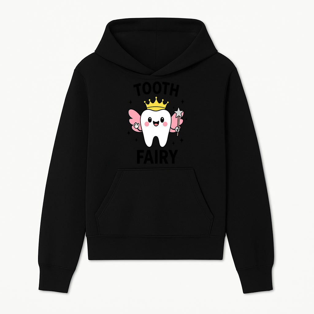 Tooth Fairy Cute Cartoon Tooth with Crown and Wand, Kids' Room Decor, Dental Theme, Children's Art, Nursery Wall Print - Hoodie 1758250146551.jpg