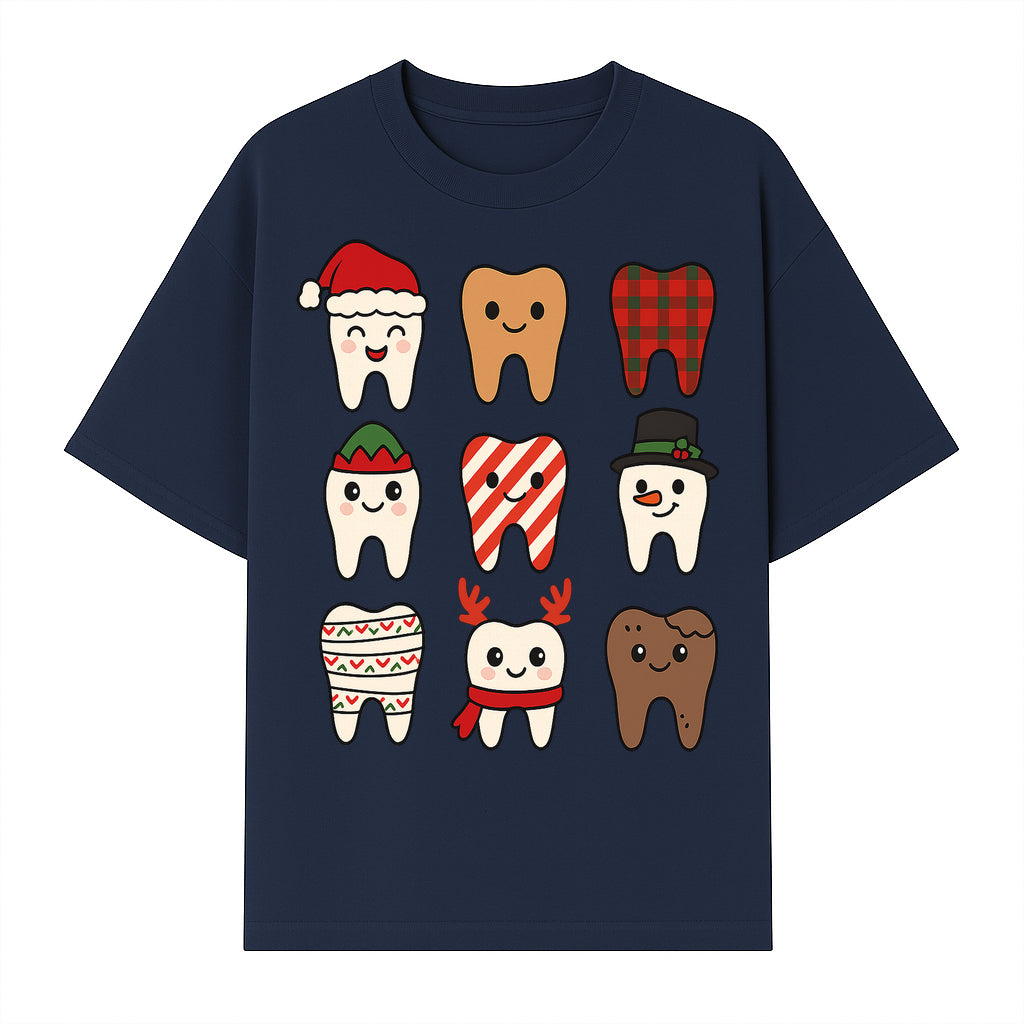 Cute Holiday Tooth Characters Stickers - Festive Dental Decorations for Christmas Cheer, Kid's Parties, and Holiday Crafts - T-shirt 1758250146620.jpg