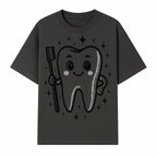 Cute Tooth Character with Toothbrush and Sparkles, Kids Dental Hygiene Art Print, Adorable Tooth Decor for Children's Room - T-shirt 1758250146668.jpg