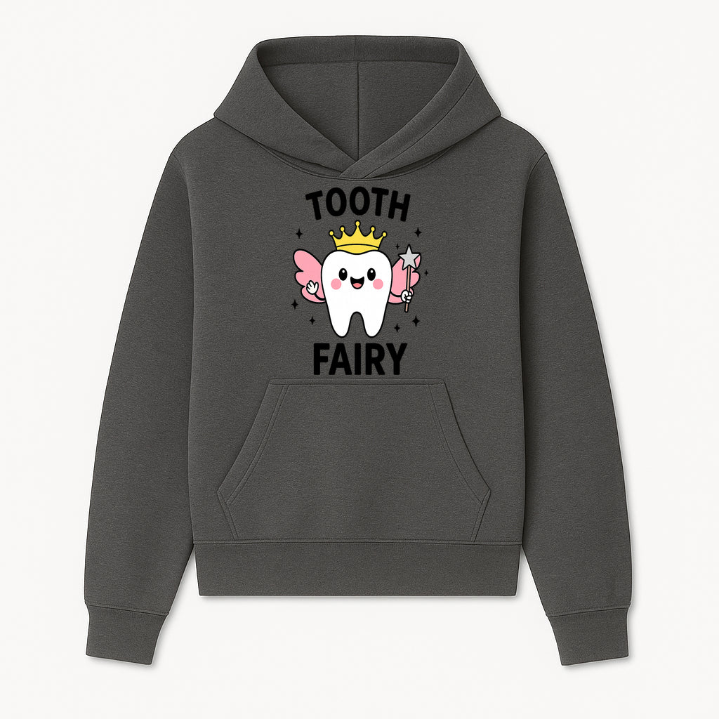Tooth Fairy Cute Cartoon Tooth with Crown and Wand, Kids' Room Decor, Dental Theme, Children's Art, Nursery Wall Print - Hoodie 1758250146702.jpg