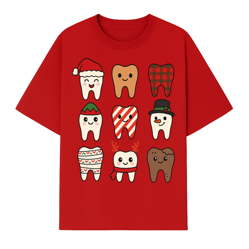 Cute Holiday Tooth Characters Stickers - Festive Dental Decorations for Christmas Cheer, Kid's Parties, and Holiday Crafts - T-shirt 1758250146784.jpg