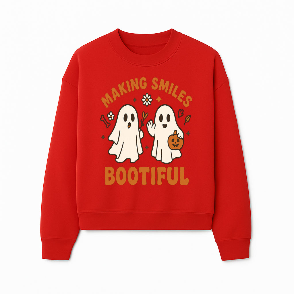 Cute Ghosts Halloween T-Shirt - Making Smiles Bootiful with Pumpkin & Flowers, Fun Fall Apparel for Kids & Adults - Sweatshirt 1758250146788.jpg