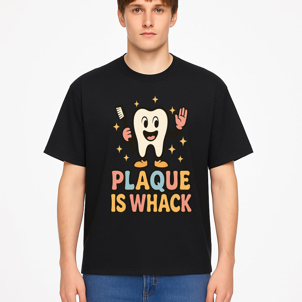 Funny Tooth Plaque Humor Shirt | Plaque is Whack | Cute Dental Cartoon Design | Perfect for Kids & Dental Hygienists - T-shirt 1758250146902.jpg