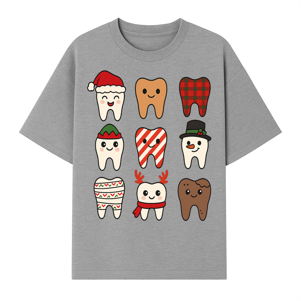 Cute Holiday Tooth Characters Stickers - Festive Dental Decorations for Christmas Cheer, Kid's Parties, and Holiday Crafts - T-shirt 1758250146920.jpg