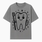 Cute Tooth Character with Toothbrush and Sparkles, Kids Dental Hygiene Art Print, Adorable Tooth Decor for Children's Room - T-shirt 1758250146934.jpg