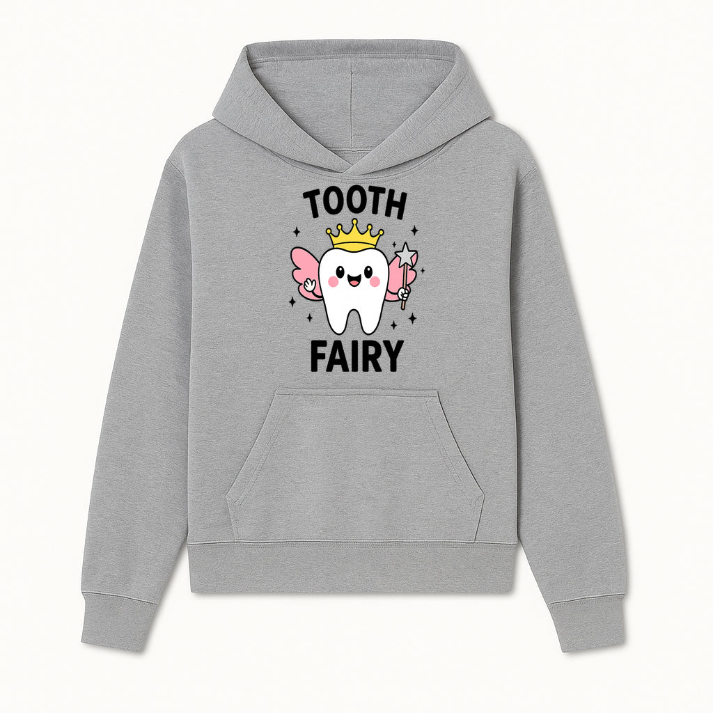 Tooth Fairy Cute Cartoon Tooth with Crown and Wand, Kids' Room Decor, Dental Theme, Children's Art, Nursery Wall Print - Hoodie 1758250146983.jpg