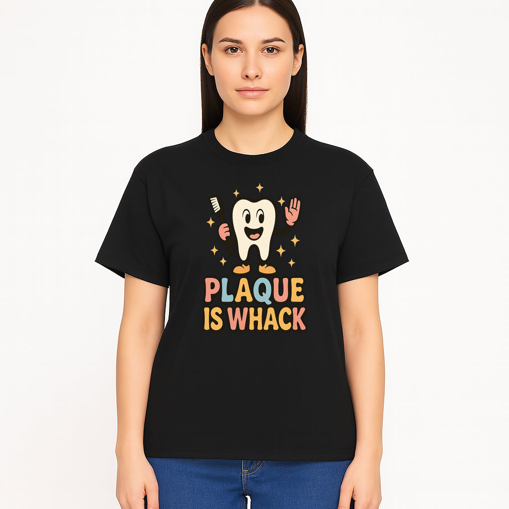 Funny Tooth Plaque Humor Shirt | Plaque is Whack | Cute Dental Cartoon Design | Perfect for Kids & Dental Hygienists - T-shirt 1758250147047.jpg
