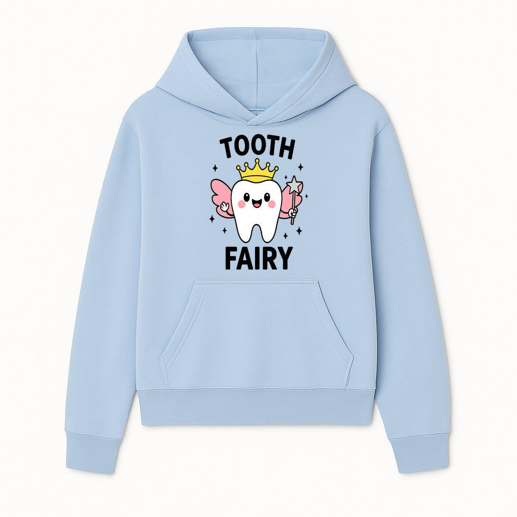 Tooth Fairy Cute Cartoon Tooth with Crown and Wand, Kids' Room Decor, Dental Theme, Children's Art, Nursery Wall Print - Hoodie 1758250147143.jpg