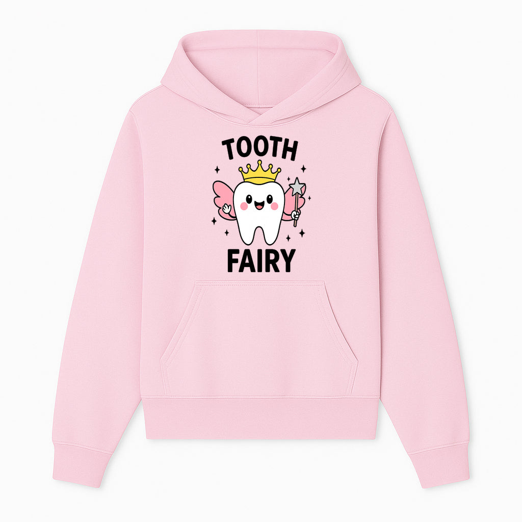 Tooth Fairy Cute Cartoon Tooth with Crown and Wand, Kids' Room Decor, Dental Theme, Children's Art, Nursery Wall Print - Hoodie 1758250147304.jpg