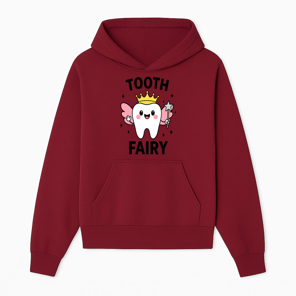 Tooth Fairy Cute Cartoon Tooth with Crown and Wand, Kids' Room Decor, Dental Theme, Children's Art, Nursery Wall Print - Hoodie 1758250147498.jpg