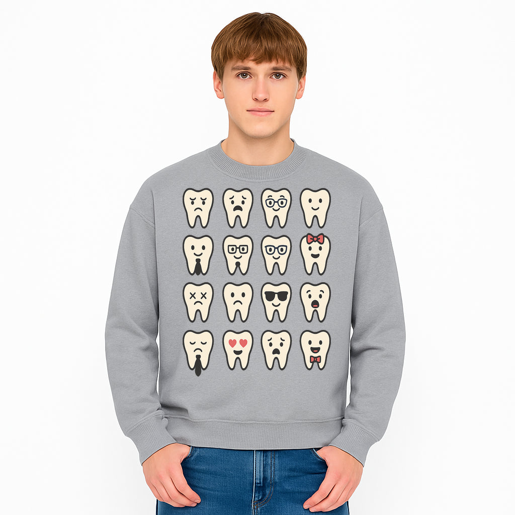 Cute Tooth Emoji Set - 16 Unique Tooth Faces for Dental Decor, Stickers, or Gifts - Happy, Sad, Cool, Funny Expressions - Sweatshirt 1758250147541.jpg