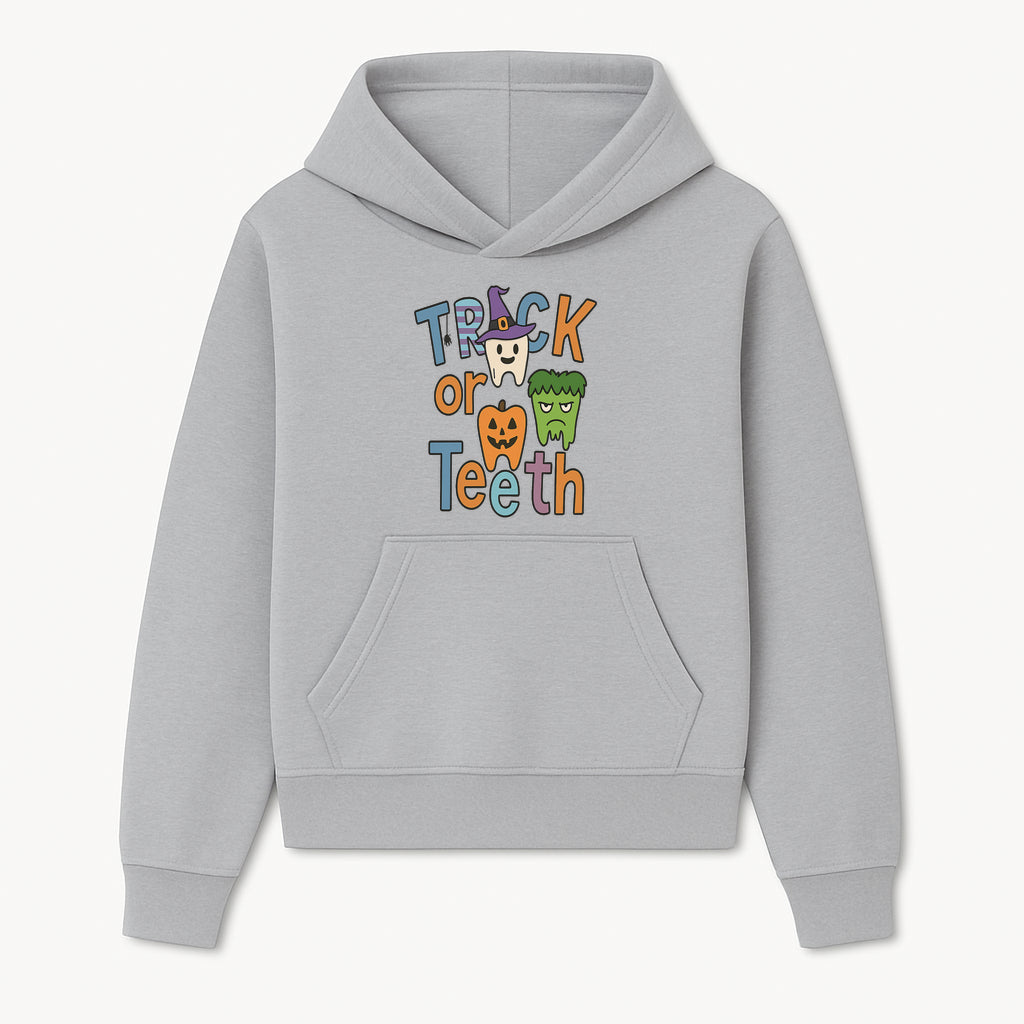 Halloween Trick or Teeth Kids' T-Shirt | Cute Tooth, Pumpkin, and Monster Design | Fun Halloween Apparel - Hoodie 1758250147767.jpg