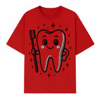 Cute Tooth Character with Toothbrush and Sparkles, Kids Dental Hygiene Art Print, Adorable Tooth Decor for Children's Room - T-shirt 1758250147778.jpg