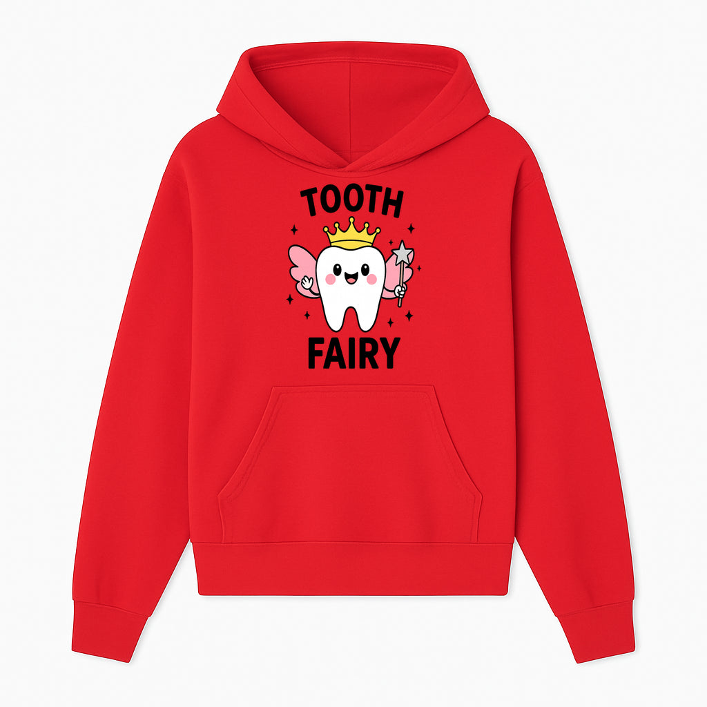 Tooth Fairy Cute Cartoon Tooth with Crown and Wand, Kids' Room Decor, Dental Theme, Children's Art, Nursery Wall Print - Hoodie 1758250147796.jpg