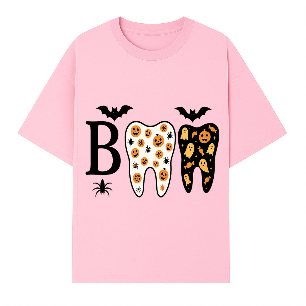Halloween Tooth Decor: Spooky Pumpkin & Ghost Patterns, Fun Dental Theme, Perfect for Trick-or-Treat Celebrations and Parties - T-shirt 1758250147842.jpg