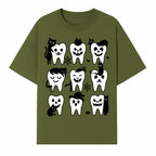 Halloween Tooth Design with Cats - Cute and Spooky Dental Art for Kids, Stickers, Apparel, and Home Decor - T-shirt 1758250147904.jpg