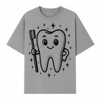 Cute Tooth Character with Toothbrush and Sparkles, Kids Dental Hygiene Art Print, Adorable Tooth Decor for Children's Room - T-shirt 1758250147918.jpg