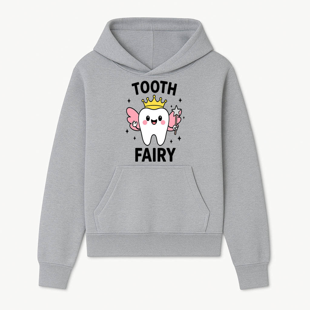 Tooth Fairy Cute Cartoon Tooth with Crown and Wand, Kids' Room Decor, Dental Theme, Children's Art, Nursery Wall Print - Hoodie 1758250147928.jpg