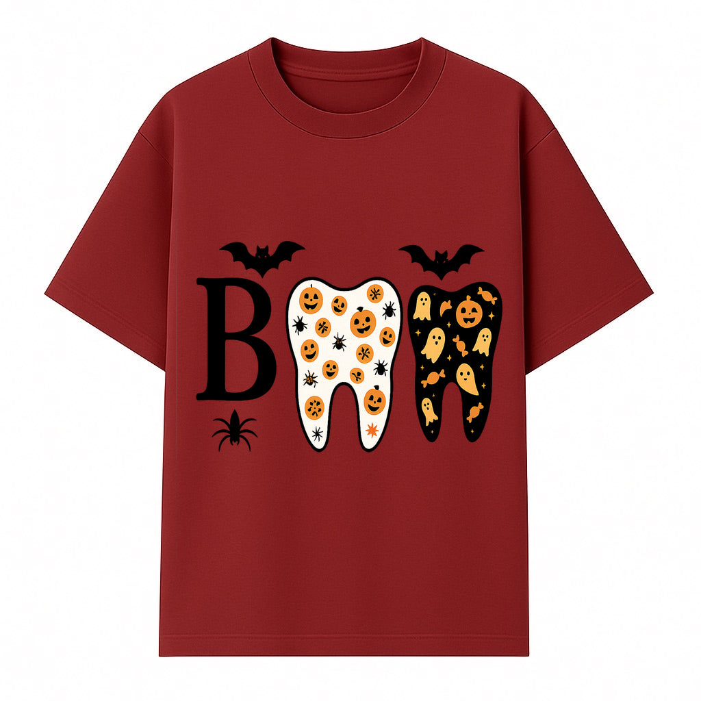 Halloween Tooth Decor: Spooky Pumpkin & Ghost Patterns, Fun Dental Theme, Perfect for Trick-or-Treat Celebrations and Parties - T-shirt 1758250148014.jpg