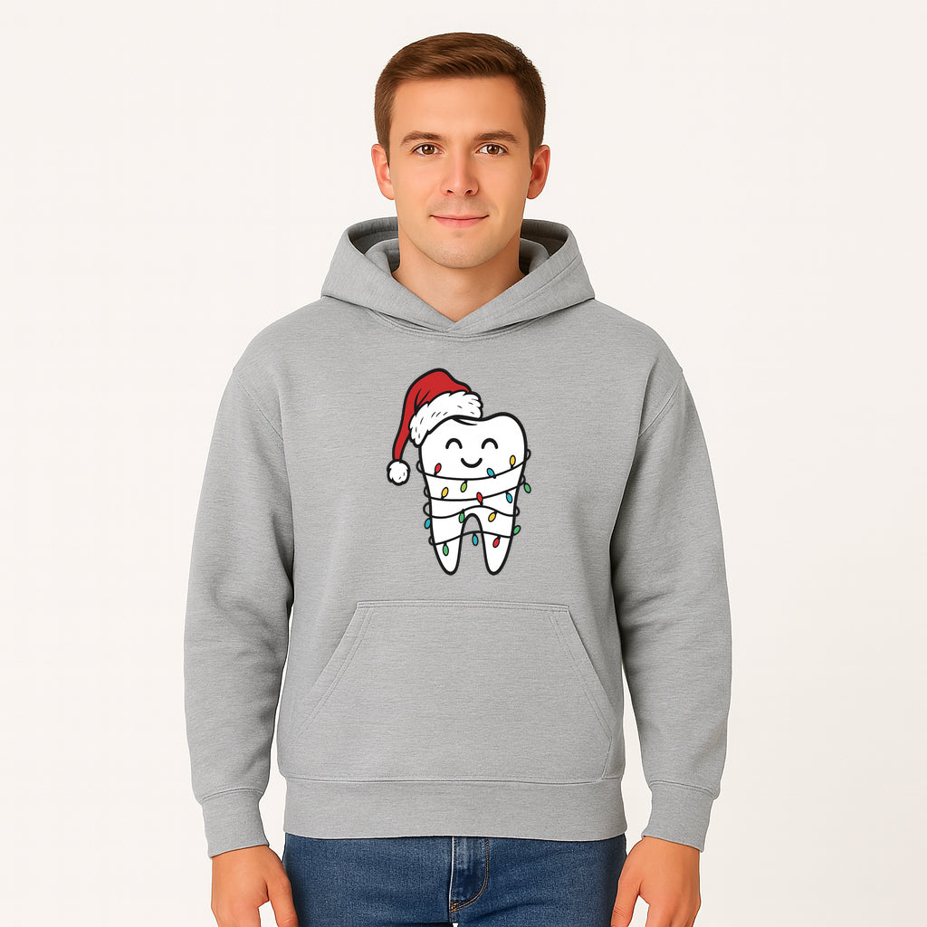 Cute Christmas Tooth Ornament with Santa Hat, Christmas Lights, Dental Holiday Decor, Funny Gift for Dentists and Tooth Lovers - Hoodie 1758250148025.jpg