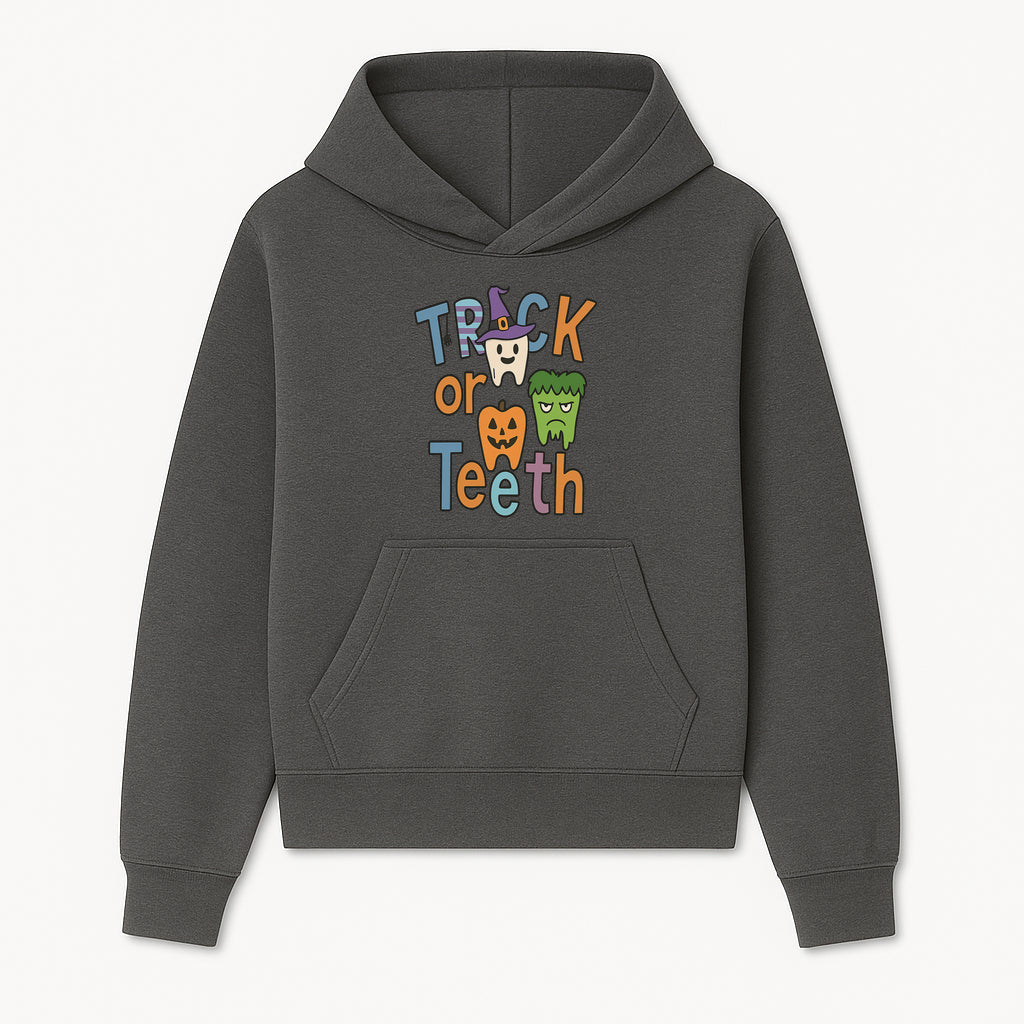 Halloween Trick or Teeth Kids' T-Shirt | Cute Tooth, Pumpkin, and Monster Design | Fun Halloween Apparel - Hoodie 1758250148040.jpg