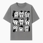 Halloween Tooth Design with Cats - Cute and Spooky Dental Art for Kids, Stickers, Apparel, and Home Decor - T-shirt 1758250148044.jpg