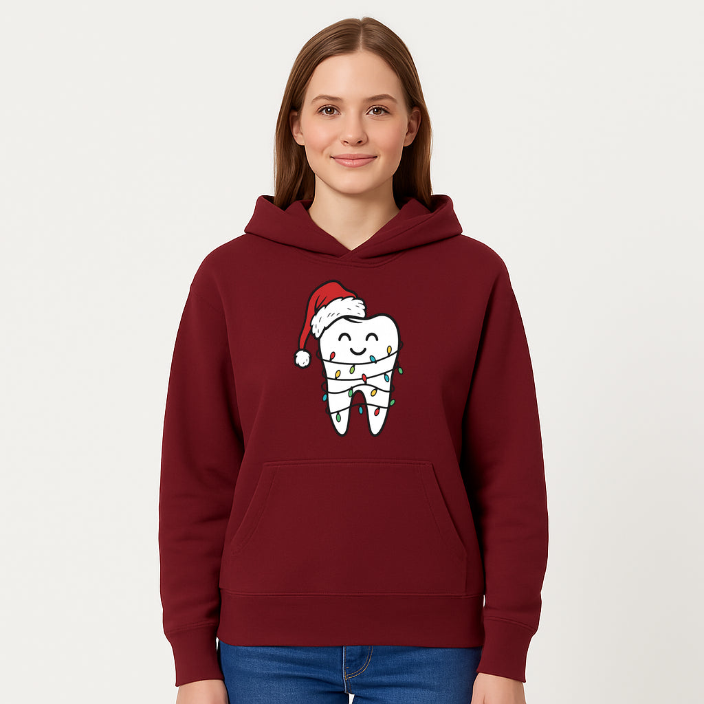 Cute Christmas Tooth Ornament with Santa Hat, Christmas Lights, Dental Holiday Decor, Funny Gift for Dentists and Tooth Lovers - Hoodie 1758250148180.jpg
