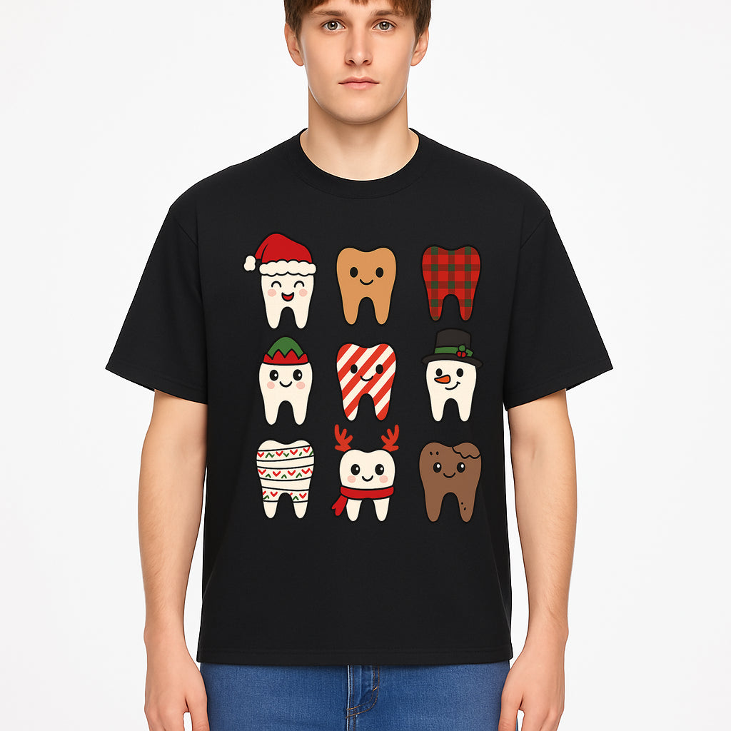 Cute Holiday Tooth Characters Stickers - Festive Dental Decorations for Christmas Cheer, Kid's Parties, and Holiday Crafts - T-shirt 1758250148202.jpg