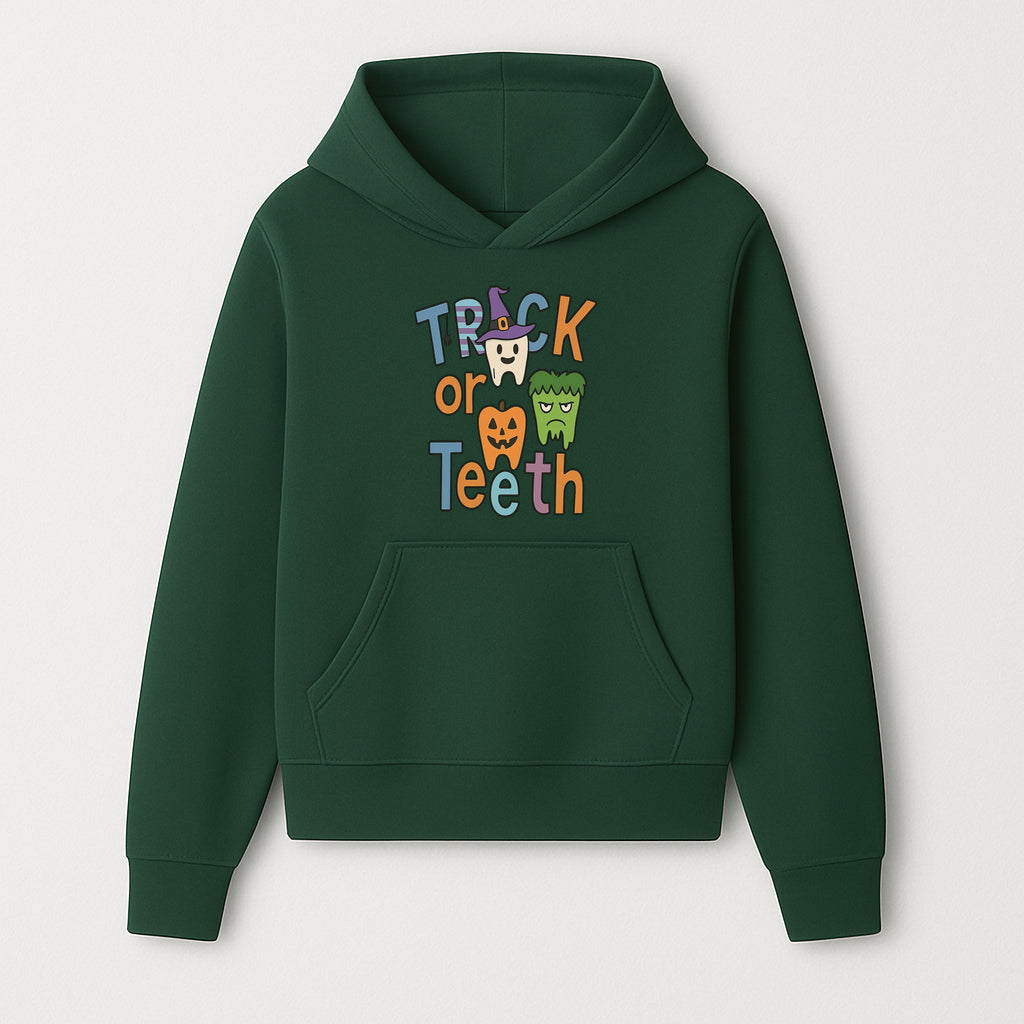Halloween Trick or Teeth Kids' T-Shirt | Cute Tooth, Pumpkin, and Monster Design | Fun Halloween Apparel - Hoodie 1758250148205.jpg