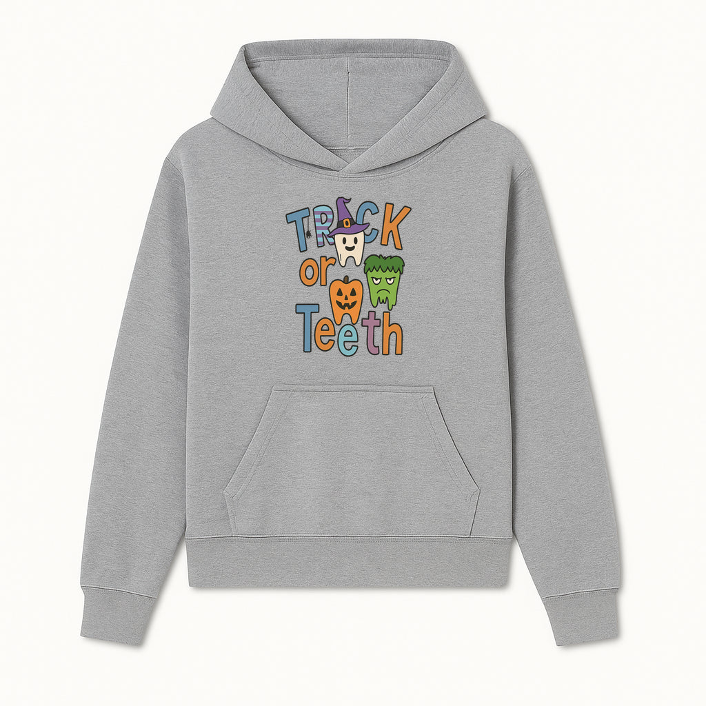 Halloween Trick or Teeth Kids' T-Shirt | Cute Tooth, Pumpkin, and Monster Design | Fun Halloween Apparel - Hoodie 1758250148375.jpg
