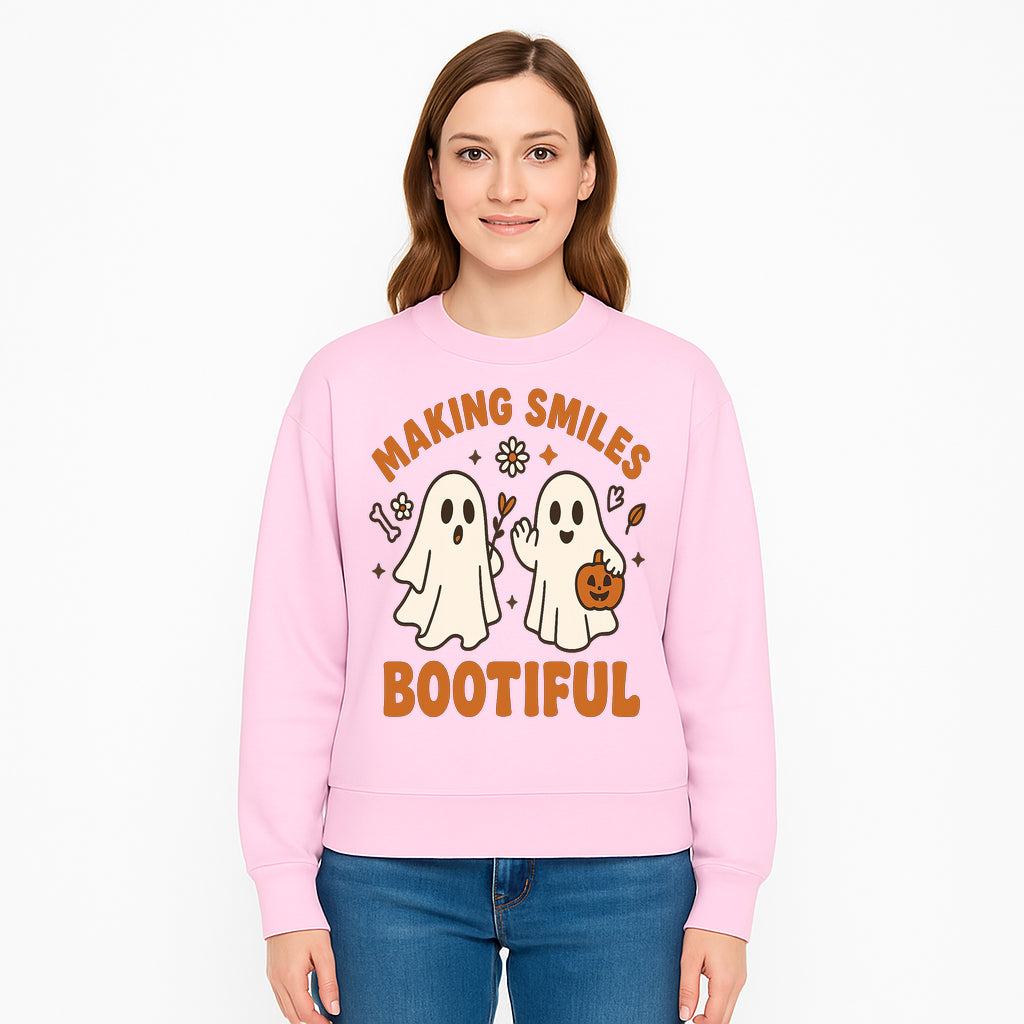 Cute Ghosts Halloween T-Shirt - Making Smiles Bootiful with Pumpkin & Flowers, Fun Fall Apparel for Kids & Adults - Sweatshirt 1758250148435.jpg