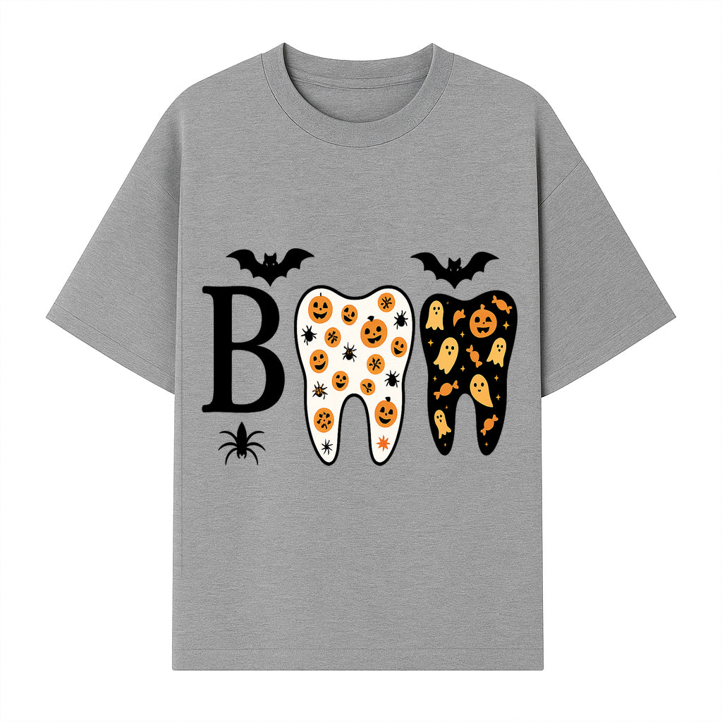 Halloween Tooth Decor: Spooky Pumpkin & Ghost Patterns, Fun Dental Theme, Perfect for Trick-or-Treat Celebrations and Parties - T-shirt 1758250148446.jpg