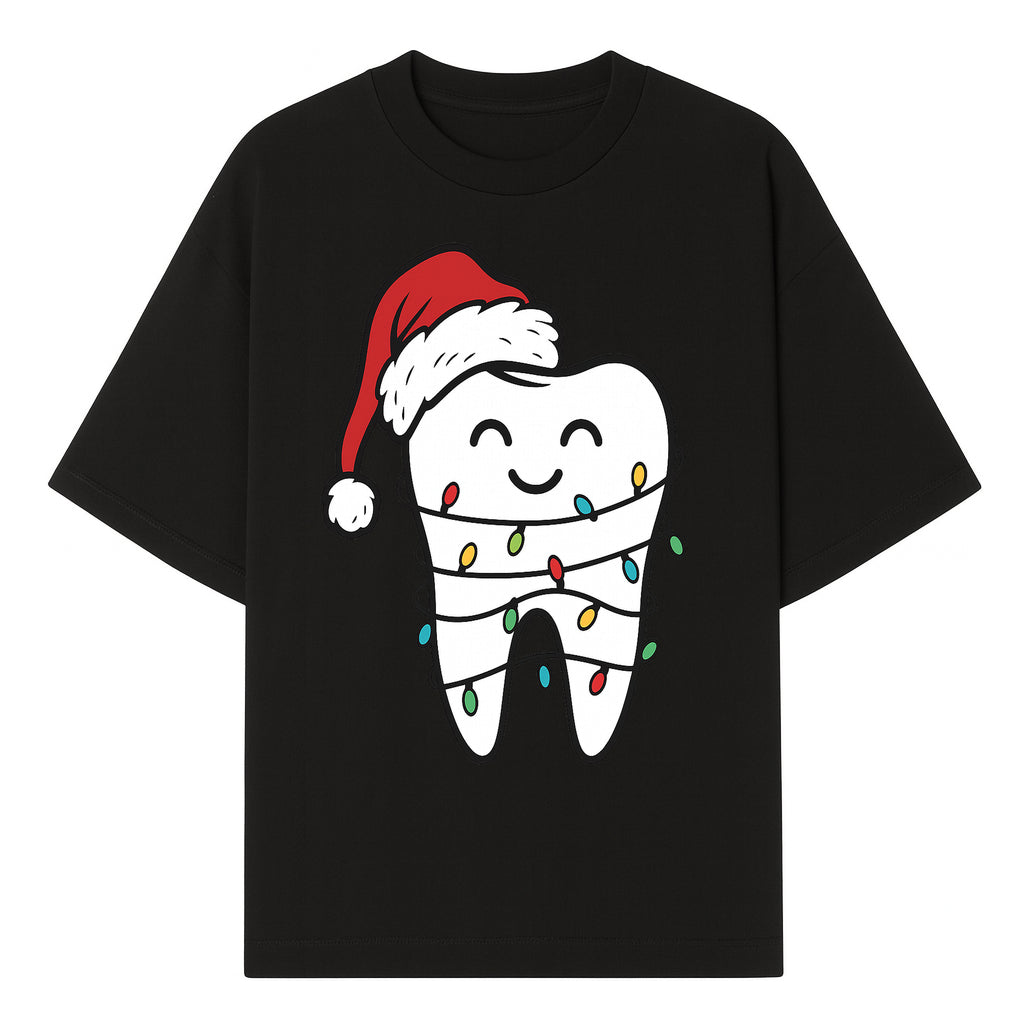 Cute Christmas Tooth Ornament with Santa Hat, Christmas Lights, Dental Holiday Decor, Funny Gift for Dentists and Tooth Lovers - T-shirt 1758250148499.jpg