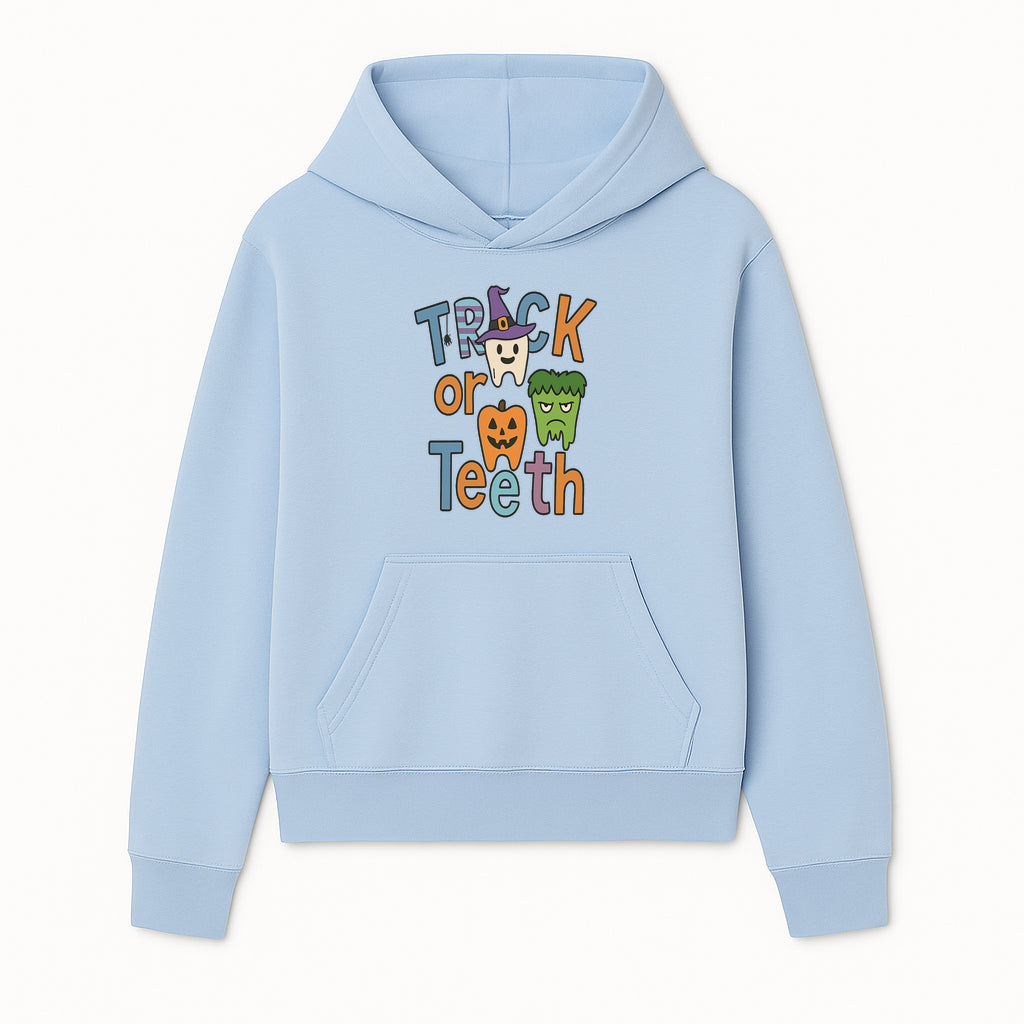 Halloween Trick or Teeth Kids' T-Shirt | Cute Tooth, Pumpkin, and Monster Design | Fun Halloween Apparel - Hoodie 1758250148525.jpg