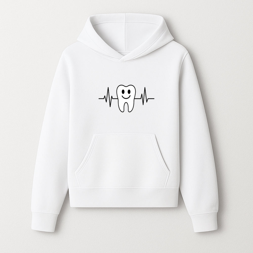 Smile Dental Health Graphic Print - Cute Tooth with Heartbeat Line Wall Art for Dentists and Dental Hygienists - Hoodie 1758250148787.jpg