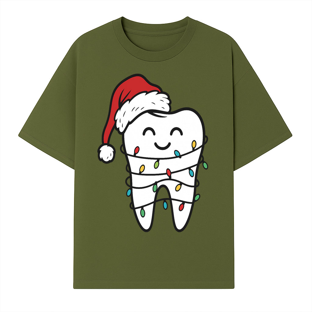 Cute Christmas Tooth Ornament with Santa Hat, Christmas Lights, Dental Holiday Decor, Funny Gift for Dentists and Tooth Lovers - T-shirt 1758250148790.jpg