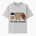 Tis the Season Fall Decor: Pumpkin Coffee, Leafy Tooth, Football Theme Gift for Dental Hygiene, Autumn Collection - T-shirt 1758250148865.jpg