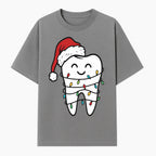 Cute Christmas Tooth Ornament with Santa Hat, Christmas Lights, Dental Holiday Decor, Funny Gift for Dentists and Tooth Lovers - T-shirt 1758250148935.jpg