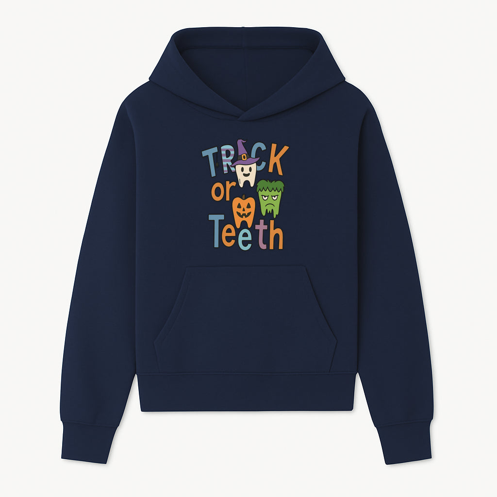 Halloween Trick or Teeth Kids' T-Shirt | Cute Tooth, Pumpkin, and Monster Design | Fun Halloween Apparel - Hoodie 1758250149037.jpg