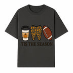Tis the Season Fall Decor: Pumpkin Coffee, Leafy Tooth, Football Theme Gift for Dental Hygiene, Autumn Collection - T-shirt 1758250149189.jpg