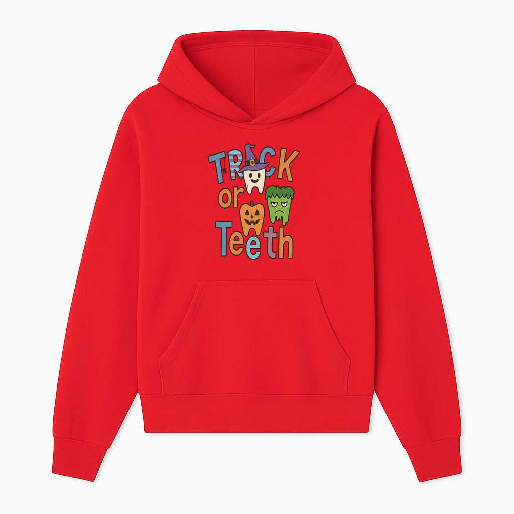 Halloween Trick or Teeth Kids' T-Shirt | Cute Tooth, Pumpkin, and Monster Design | Fun Halloween Apparel - Hoodie 1758250149226.jpg