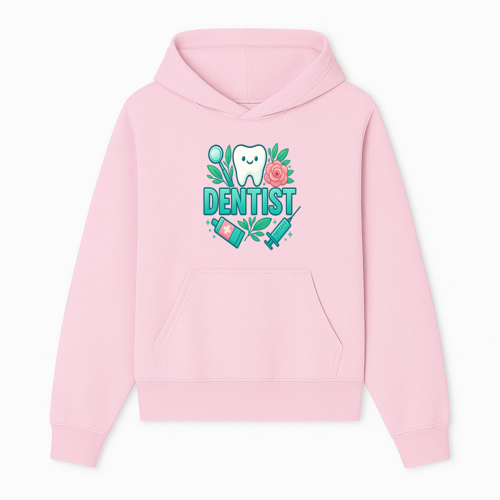 Cute Dentist Tooth Graphic with Tools, Floral Elements | Perfect for Dental Office Decor or Gifts | Fun Emotions in Dentistry Design - Hoodie 1758250149229.jpg