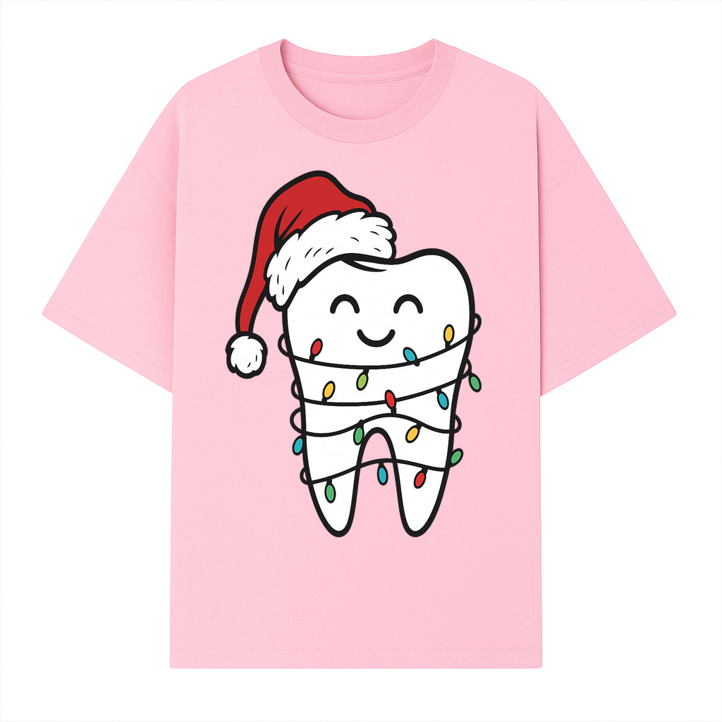 Cute Christmas Tooth Ornament with Santa Hat, Christmas Lights, Dental Holiday Decor, Funny Gift for Dentists and Tooth Lovers - T-shirt 1758250149238.jpg