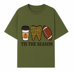 Tis the Season Fall Decor: Pumpkin Coffee, Leafy Tooth, Football Theme Gift for Dental Hygiene, Autumn Collection - T-shirt 1758250149351.jpg