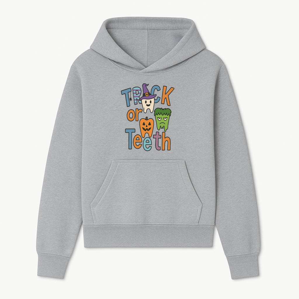 Halloween Trick or Teeth Kids' T-Shirt | Cute Tooth, Pumpkin, and Monster Design | Fun Halloween Apparel - Hoodie 1758250149401.jpg