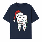 Cute Christmas Tooth Ornament with Santa Hat, Christmas Lights, Dental Holiday Decor, Funny Gift for Dentists and Tooth Lovers - T-shirt 1758250149507.jpg